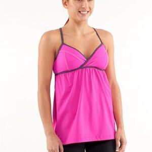 [Lululemon] Hot Pink Rehearsal Tank with Charcoal Trim